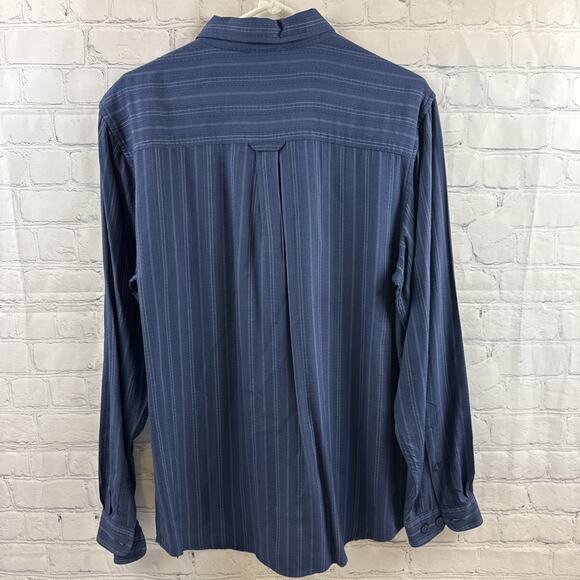 The North Face Button-Front Blue Striped 100% Cotton Long Sleeve Shirt Men's M - Picture 9 of 9